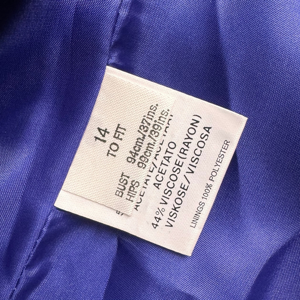 Vintage NWT Indigo Woodgrain-Print Silk Dinner Jacket Size 14 - Picture 5 of 9